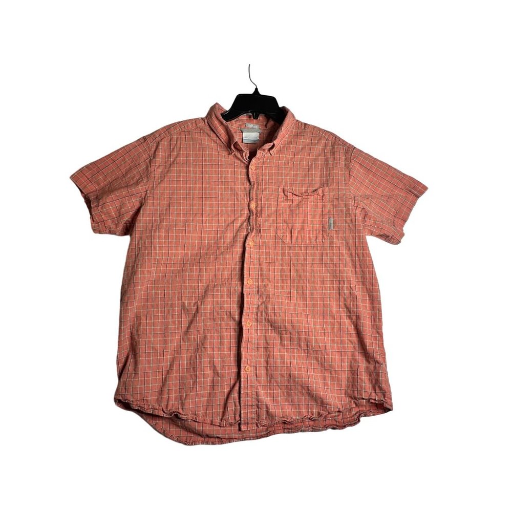 Columbia Sportswear‎ Short Sleeve Salmon Plaid Casual Shirt Mens XL